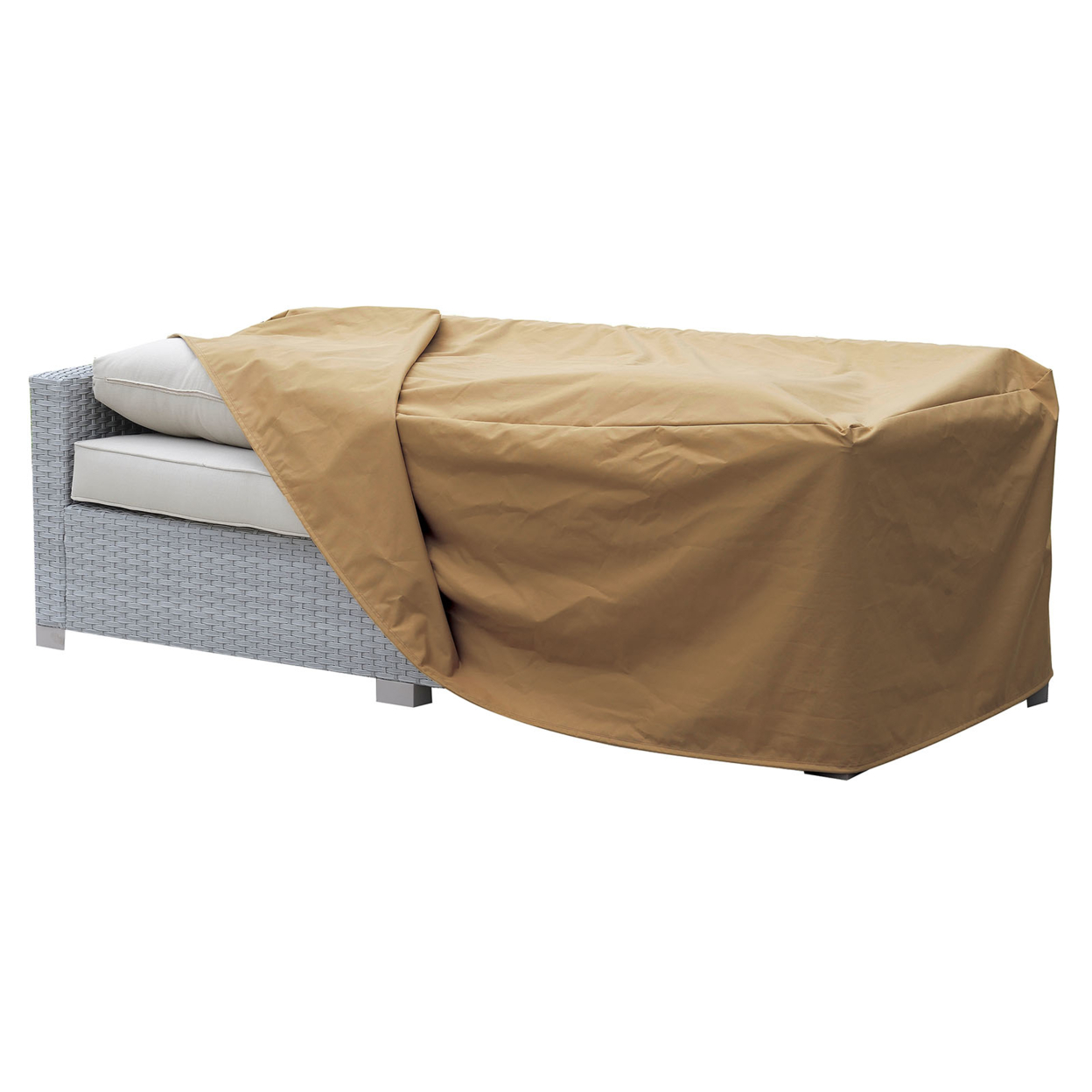 Waterproof Fabric Dust Cover For Outdoor Sofa, Medium, Brown- Saltoro Sherpi