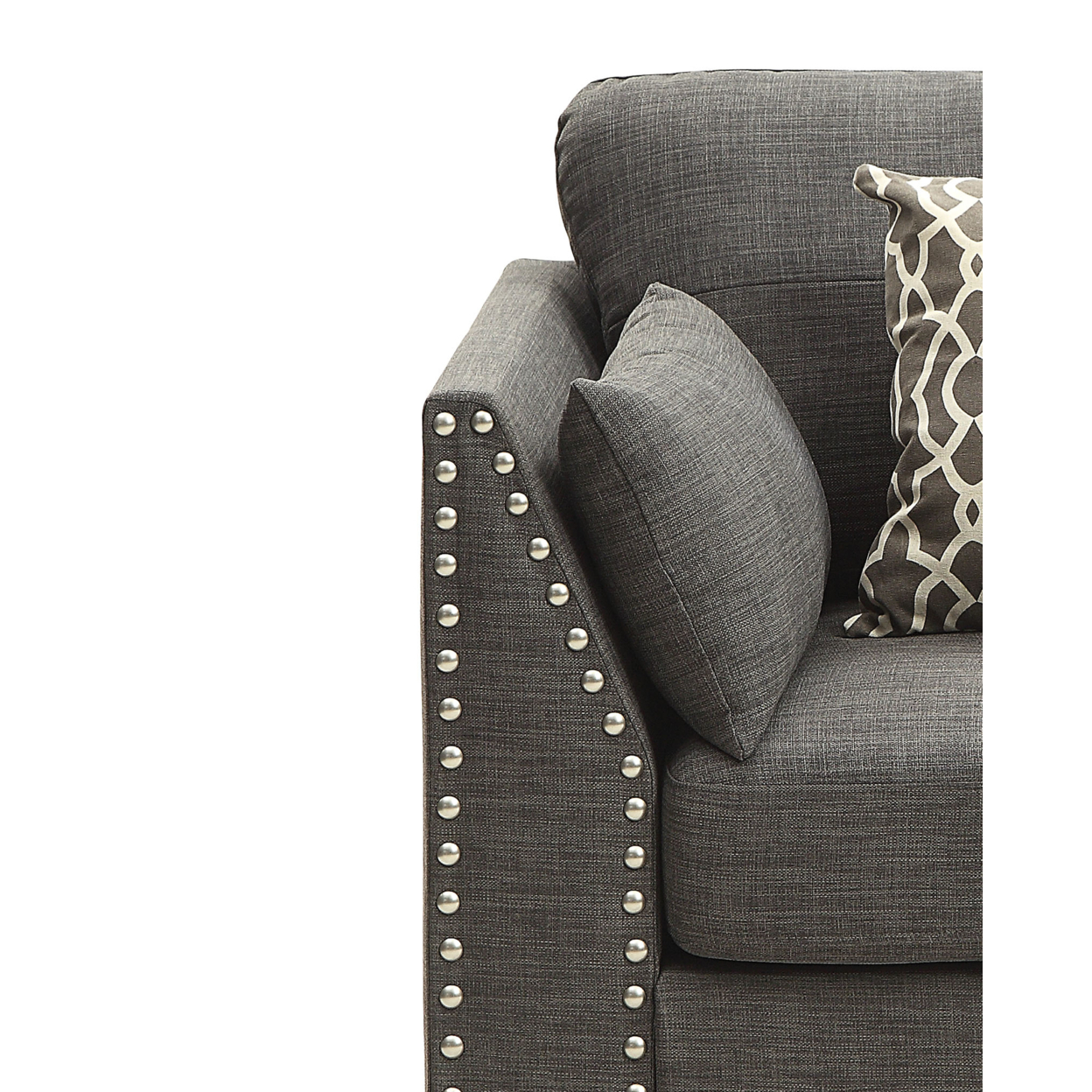 34 Inch Wide Nailhead Fabric Upholstered Accent Chair, Gray- Saltoro Sherpi