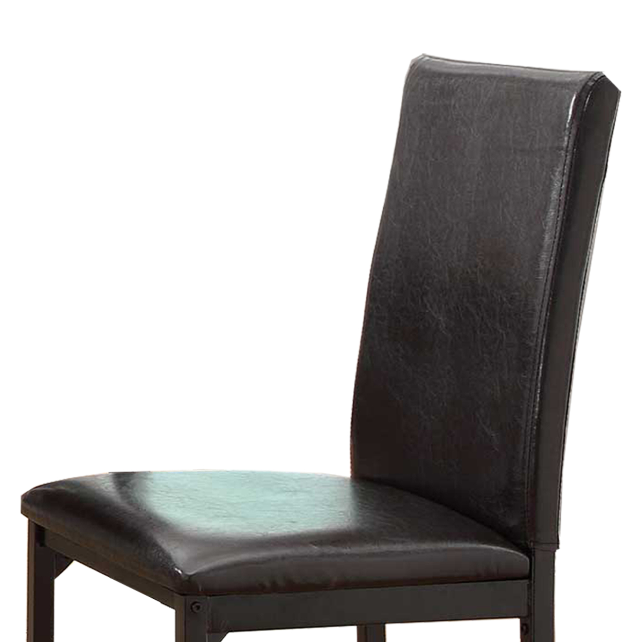 Leatherette Upholstered Counter Height Metal Frame Side Chair, Dark Brown (Set Of 4)- Saltoro Sherpi
