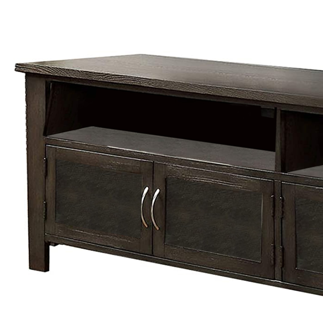72 Wooden TV Stand With 2 Cabinets And 2 Open Shelves In Brown- Saltoro Sherpi