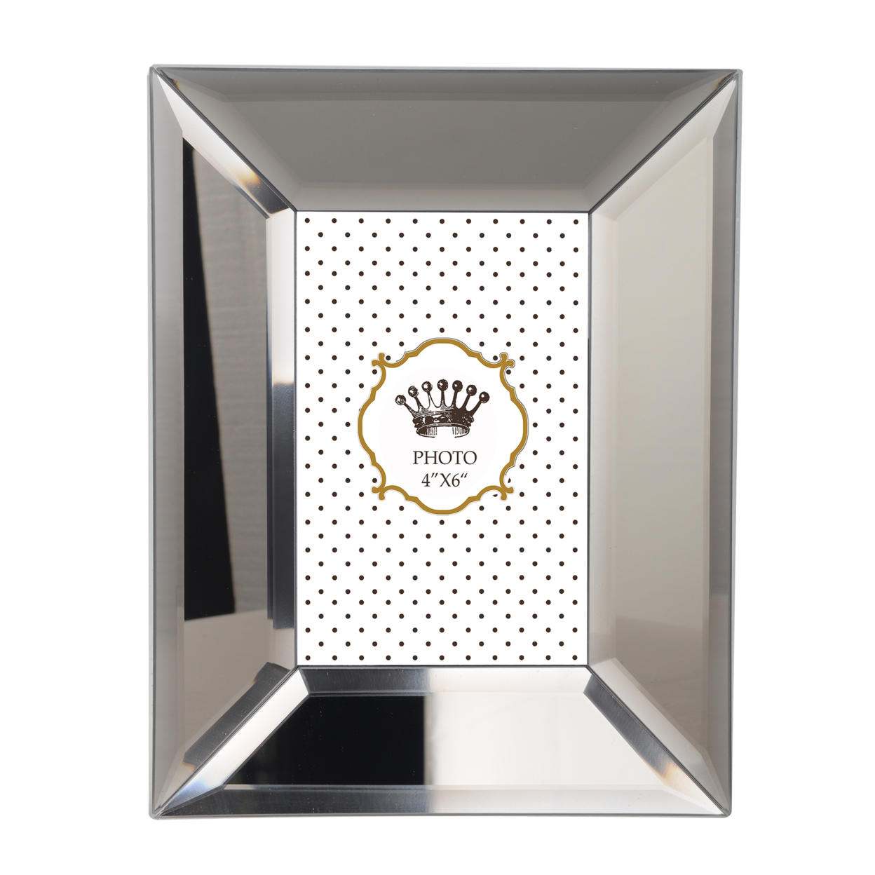 Wooden Picture Frame With Beveled Glass Borders, White And Gray- Saltoro Sherpi