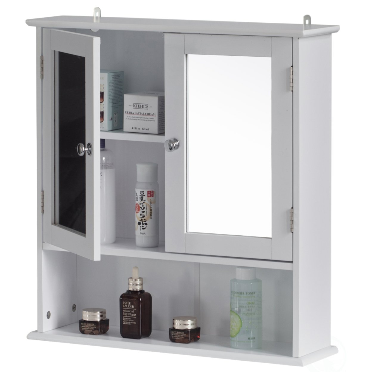 Mirror Wall Mounted Cabinet For The Bathroom And Vanity With Adjustable Shelves - Gray