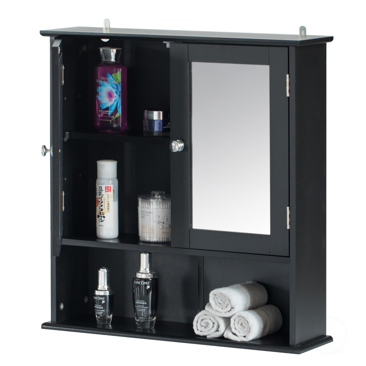 Mirror Wall Mounted Cabinet For The Bathroom And Vanity With Adjustable Shelves - Black