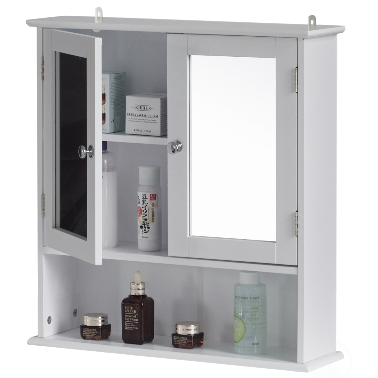 Mirror Wall Mounted Cabinet For the Bathroom and Vanity with Adjustable Shelves - white