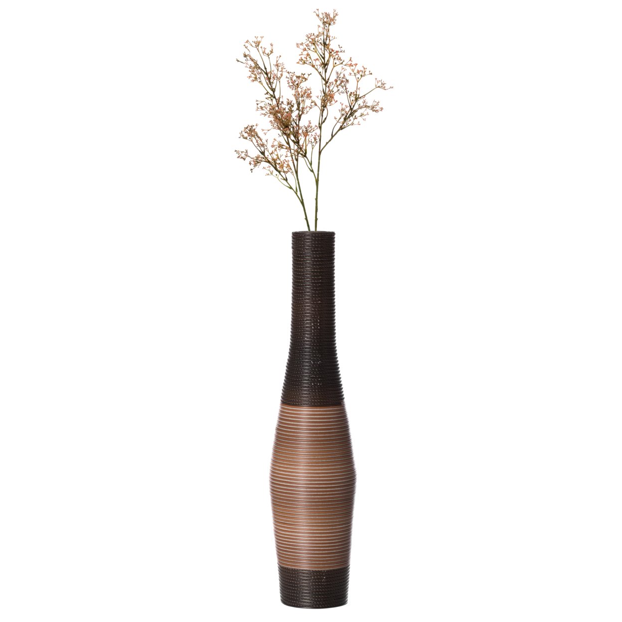 Tall Decorative Unique Floor Vase, Freestanding Designer Modern Floor Vase, Floor Flower Vase, PVC Floor Vase, 41-Inch-Tall Vase - Brown
