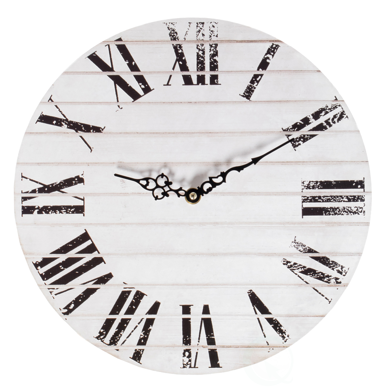 Roman Numeral Style Modern Home Decor Wall Clock Unique Handle Design For Living Room, Kitchen, Or Dining Room Wooden White