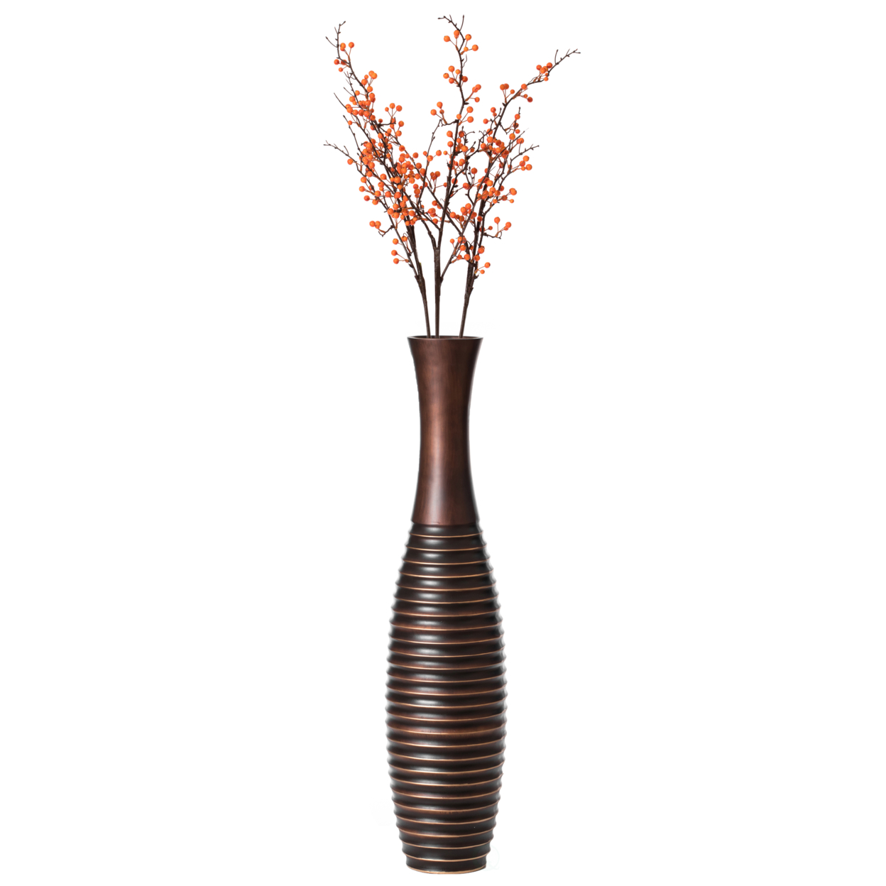 Decorative Conemporary Tall Trumpet Shape Floor Vase, Brown - Large