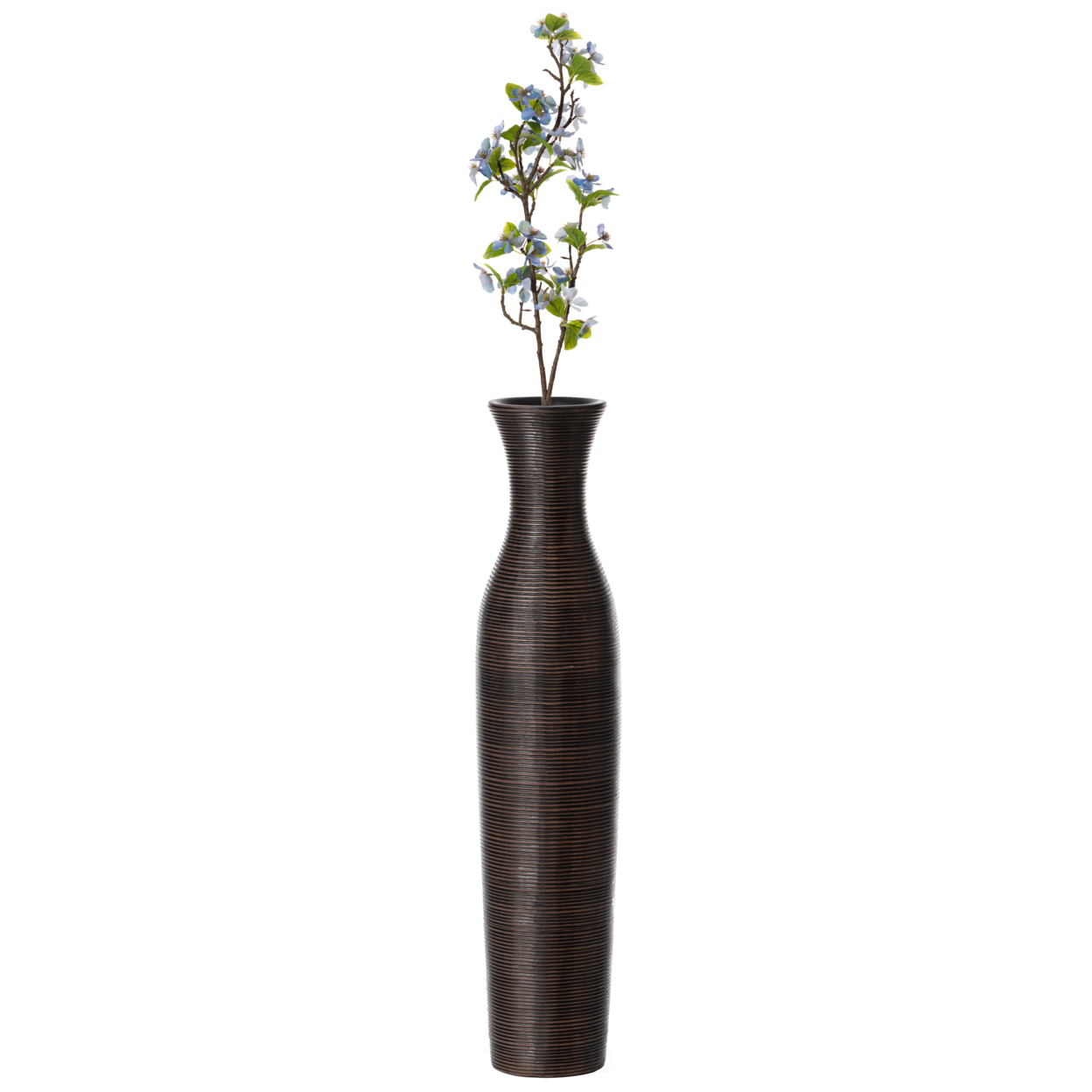 Tall Decorative Modern Ripped Trumpet Design Floor Vase, Brown - Large