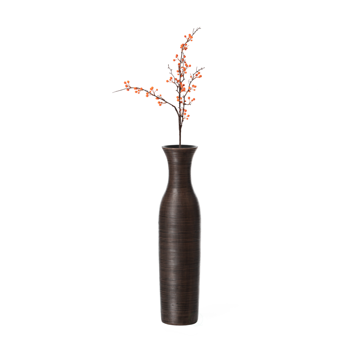 Tall Decorative Modern Ripped Trumpet Design Floor Vase, Brown - Small