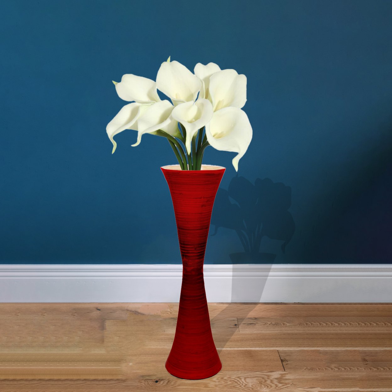 Decorative Modern Bamboo Display Floor Vase Hourglass Shape, 27 Inch - Natural