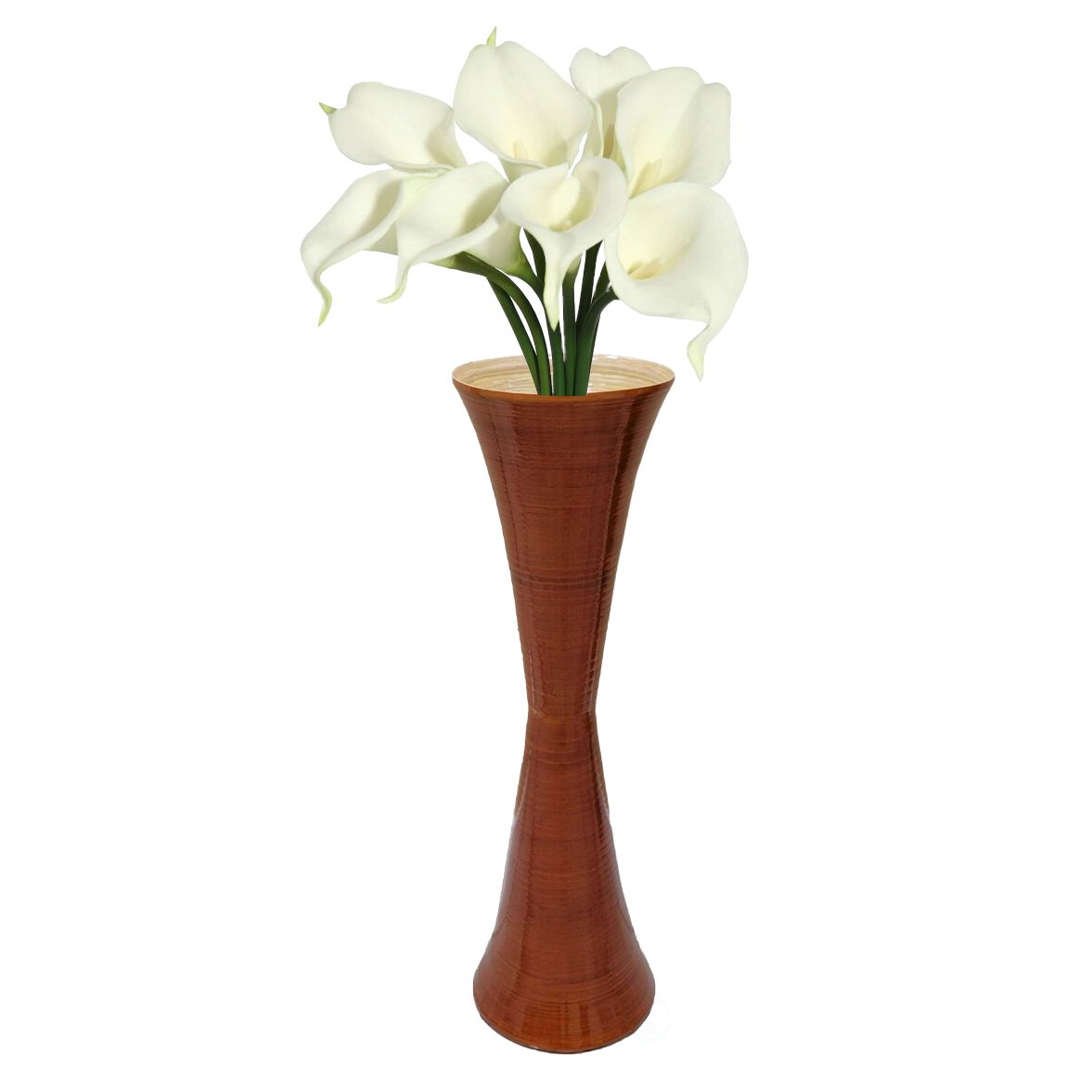 Decorative Modern Bamboo Display Floor Vase Hourglass Shape, 27 Inch - Brown