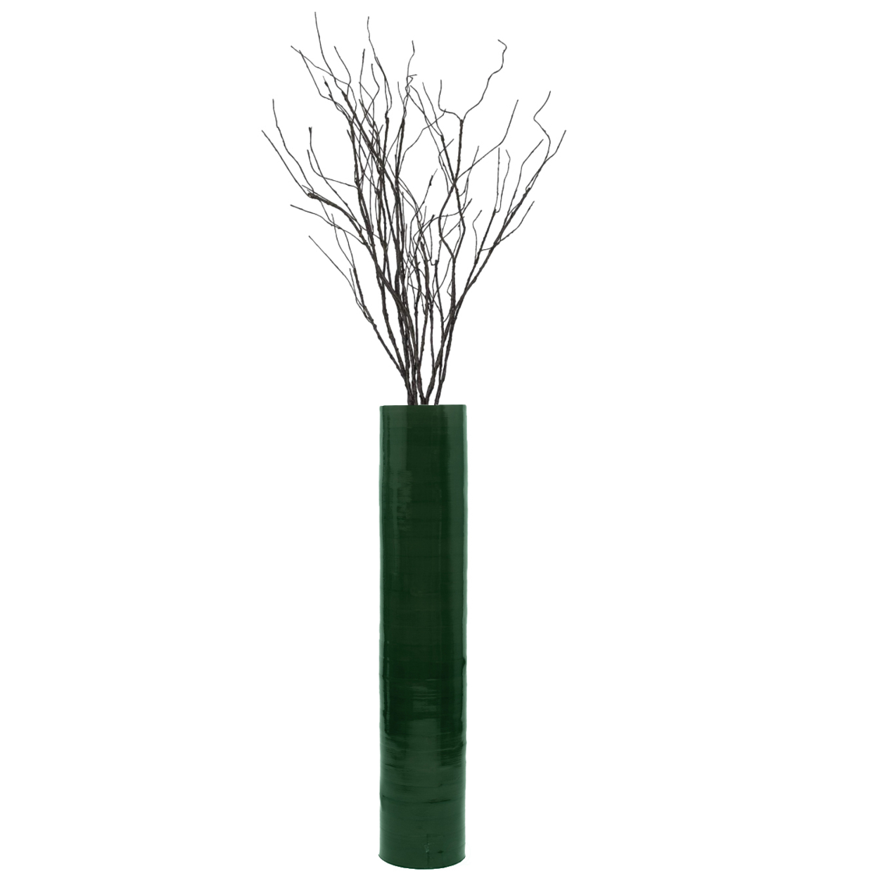 Tall Decorative Contemporary Bamboo Display Floor Vase Cylinder Shape, 30 Inch - Green