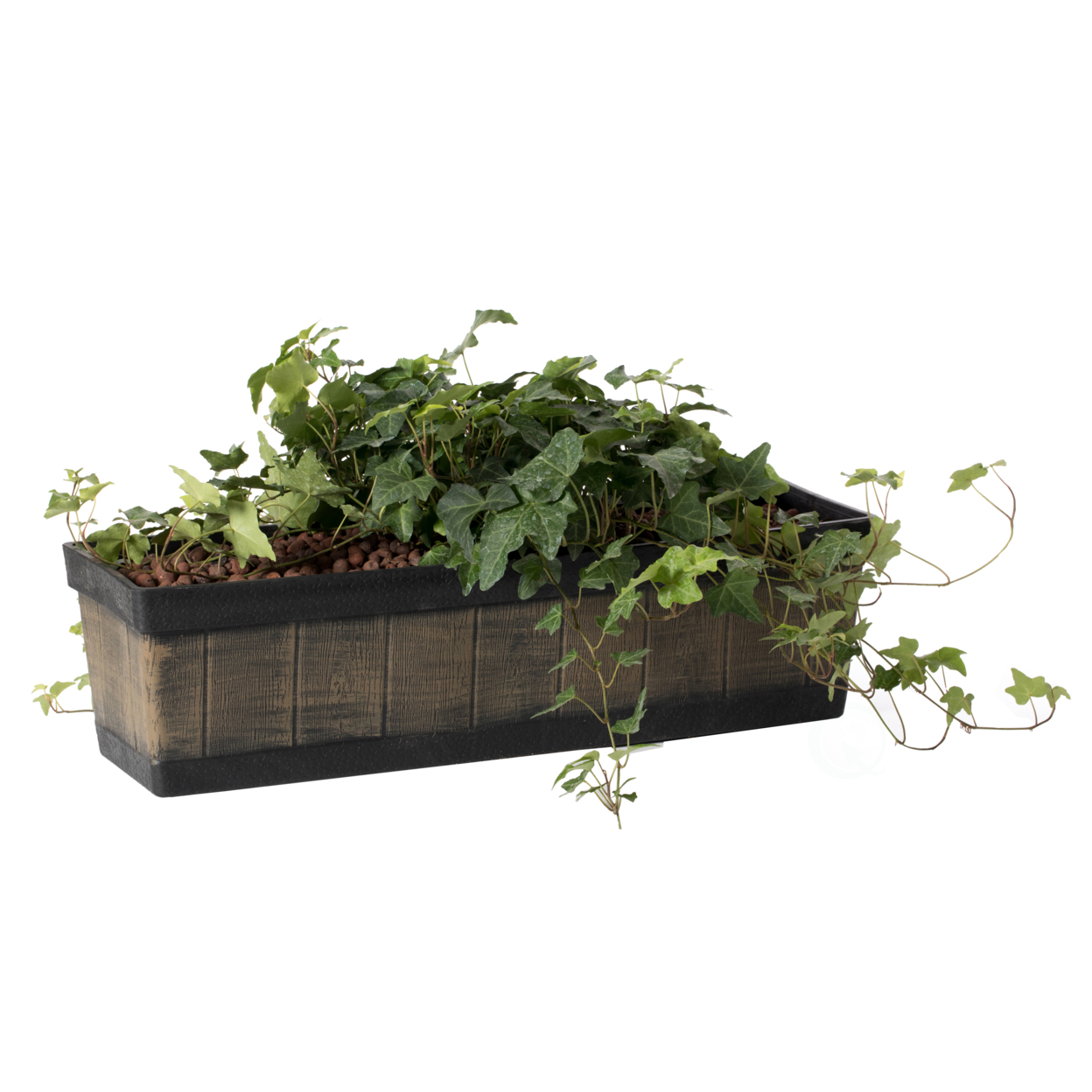 Outdoor And Indoor Rectangle Trough Plastic Planter Box, Vegetables Or Flower Planting Pot, Brown - Large