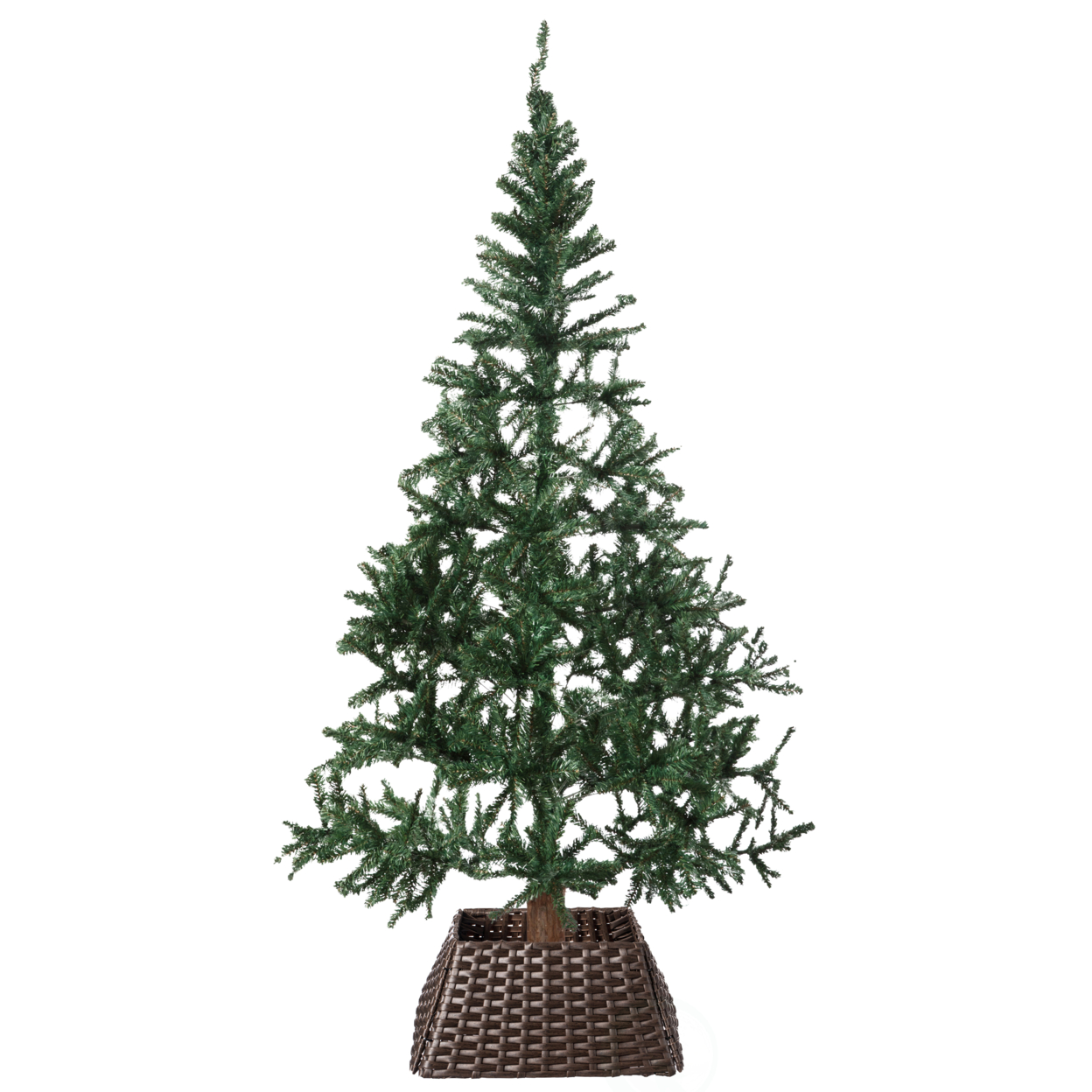 Foldable Christmas Tree Skirt Collar Basket, Ring Base Stand Cover, Rattan Plastic - Brown