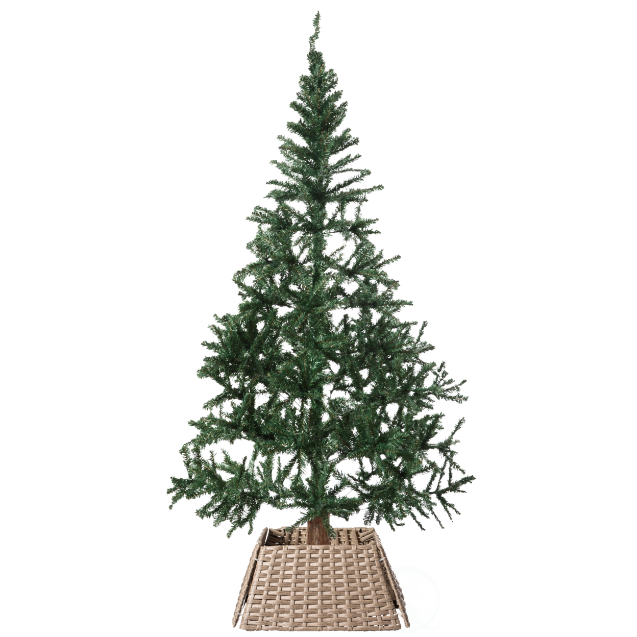 Foldable Christmas Tree Skirt Collar Basket, Ring Base Stand Cover, Rattan Plastic - Grey