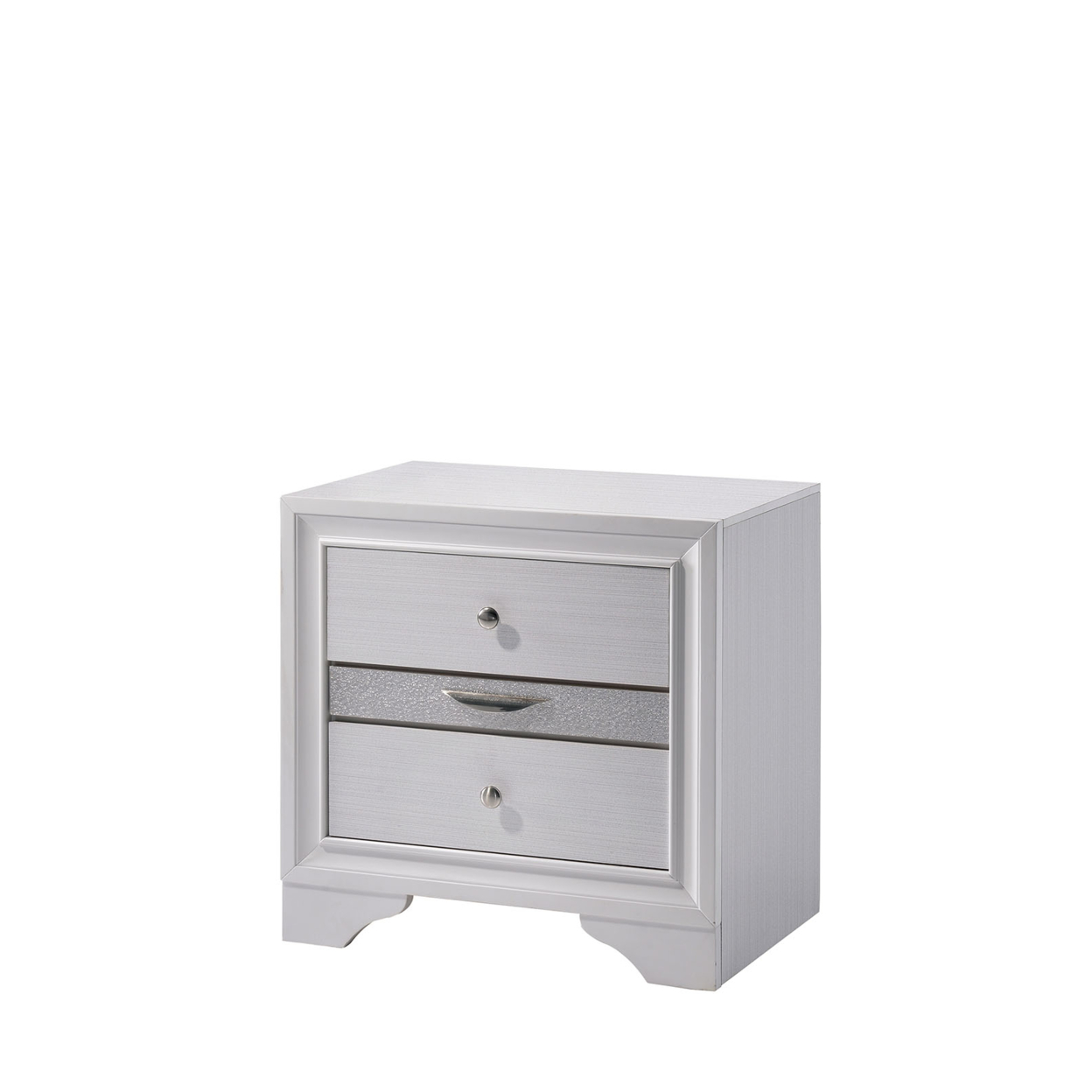 Contemporary Solid Wood Night Stand With Jewelry Drawers, White- Saltoro Sherpi
