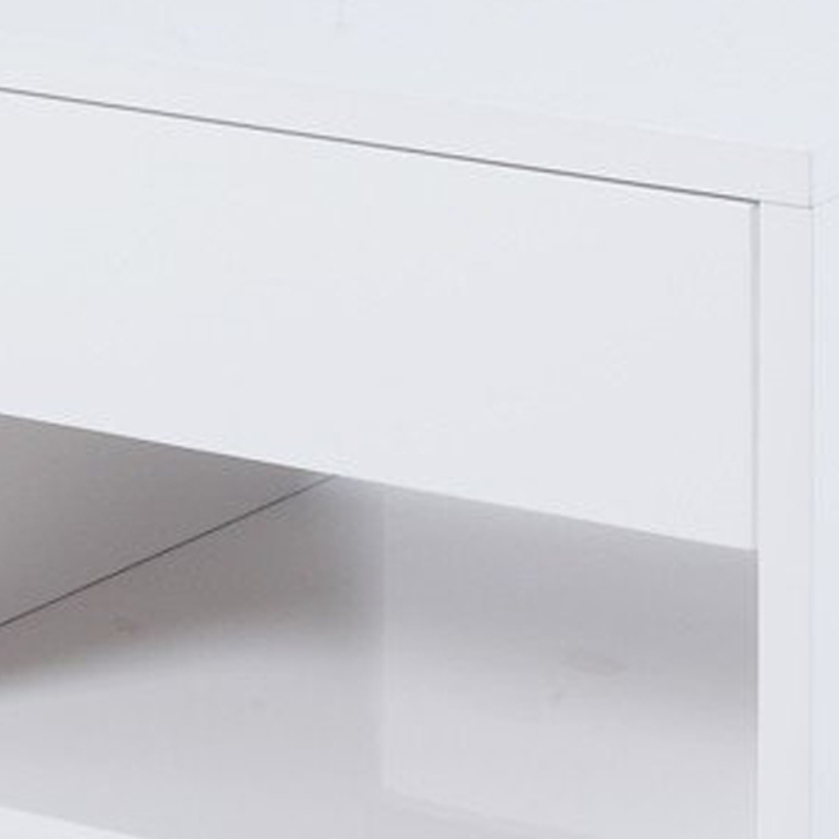 Contemporary Storage End Table With Metallic Base, Glossy White- Saltoro Sherpi