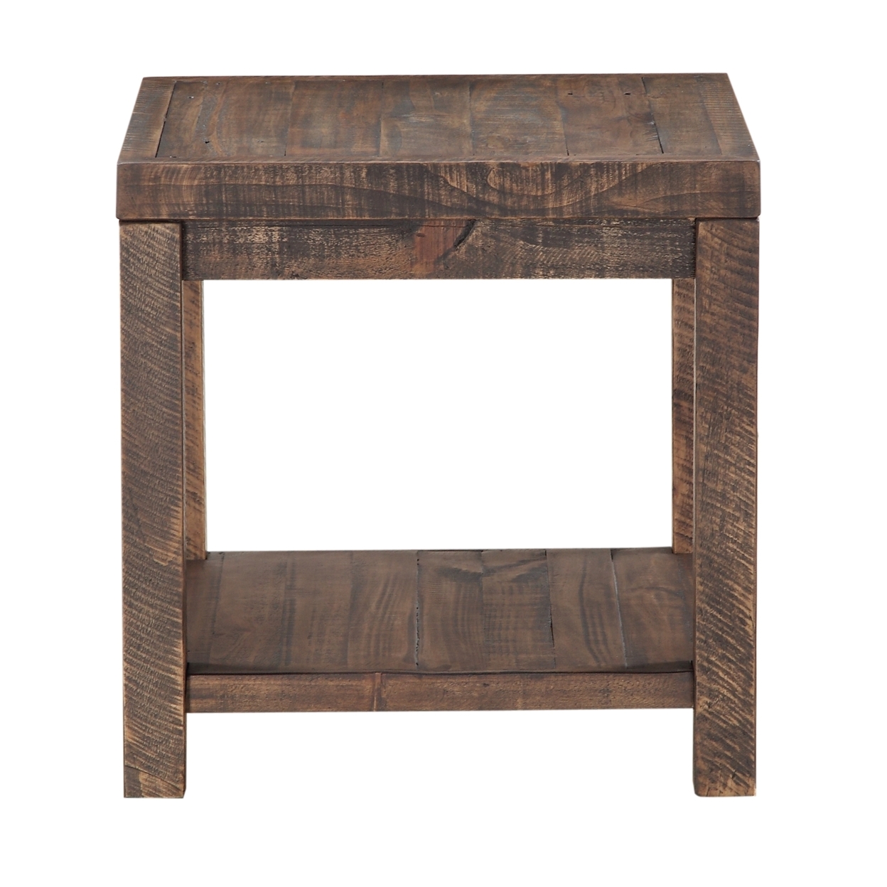 Wooden End Table With One Shelf, Taupe Brown- Saltoro Sherpi