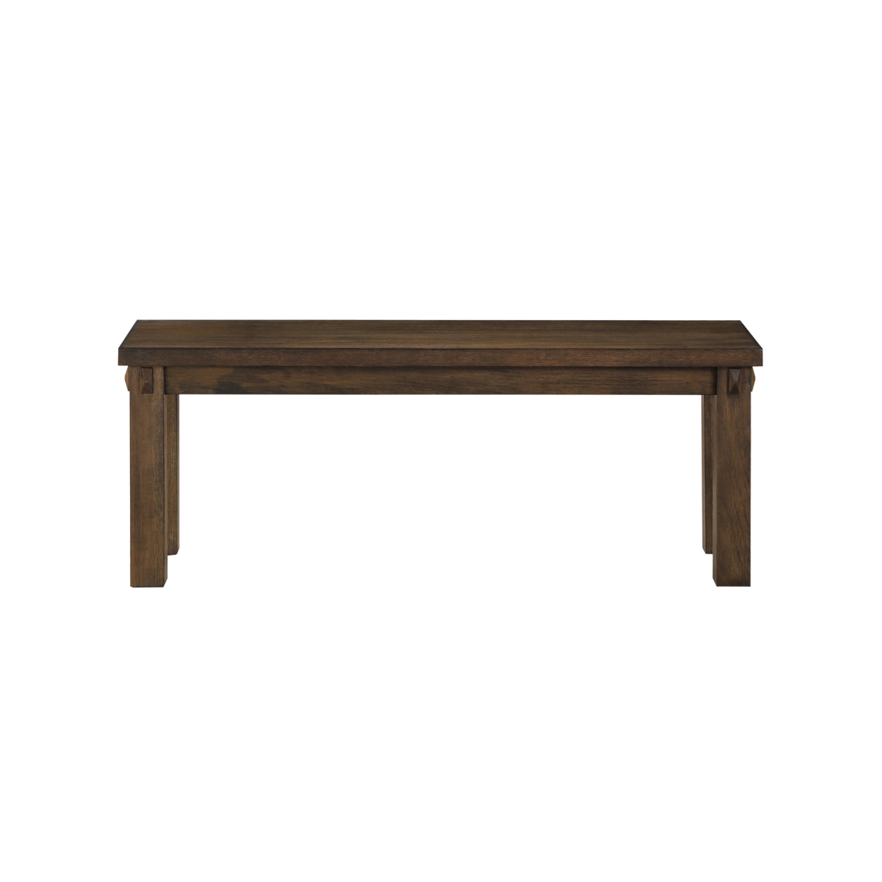 Poplar Wood Dining Side Bench With Thick Block Legs, Brown- Saltoro Sherpi