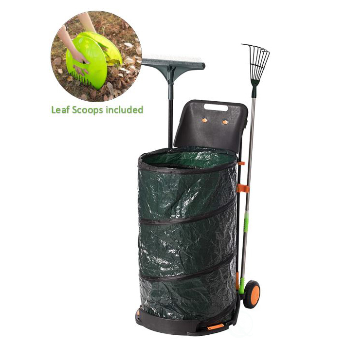All Purpose Garden Cart and Leaf Collector, Bonus Hand Leaf Rakes Included