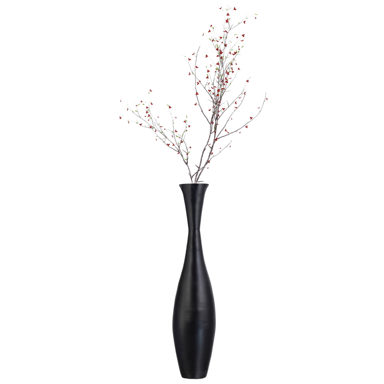 Decorative Contemporary Bamboo Floor Flower Vase, 43 Inch - Black