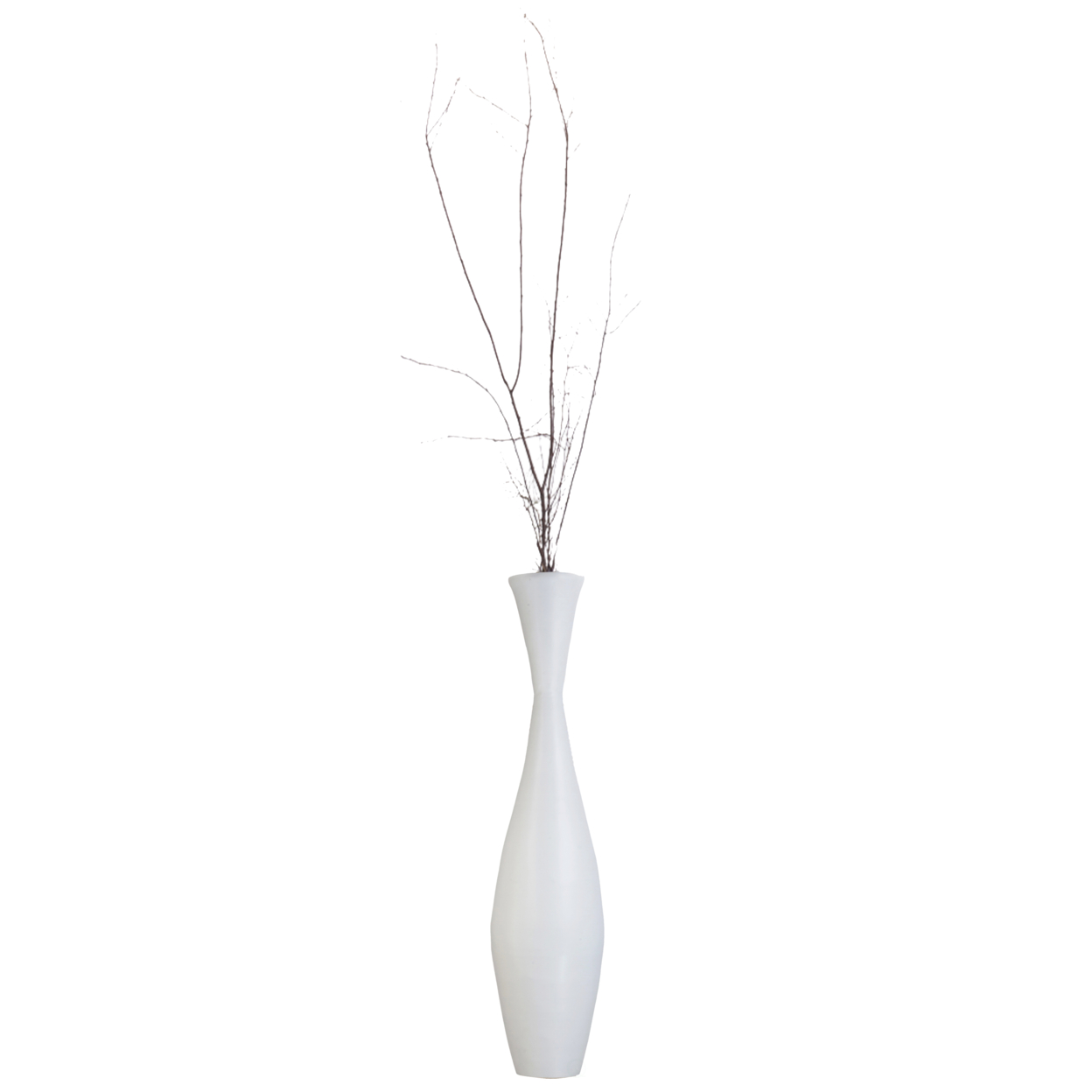 Decorative Contemporary Bamboo Floor Flower Vase, 43 Inch - White