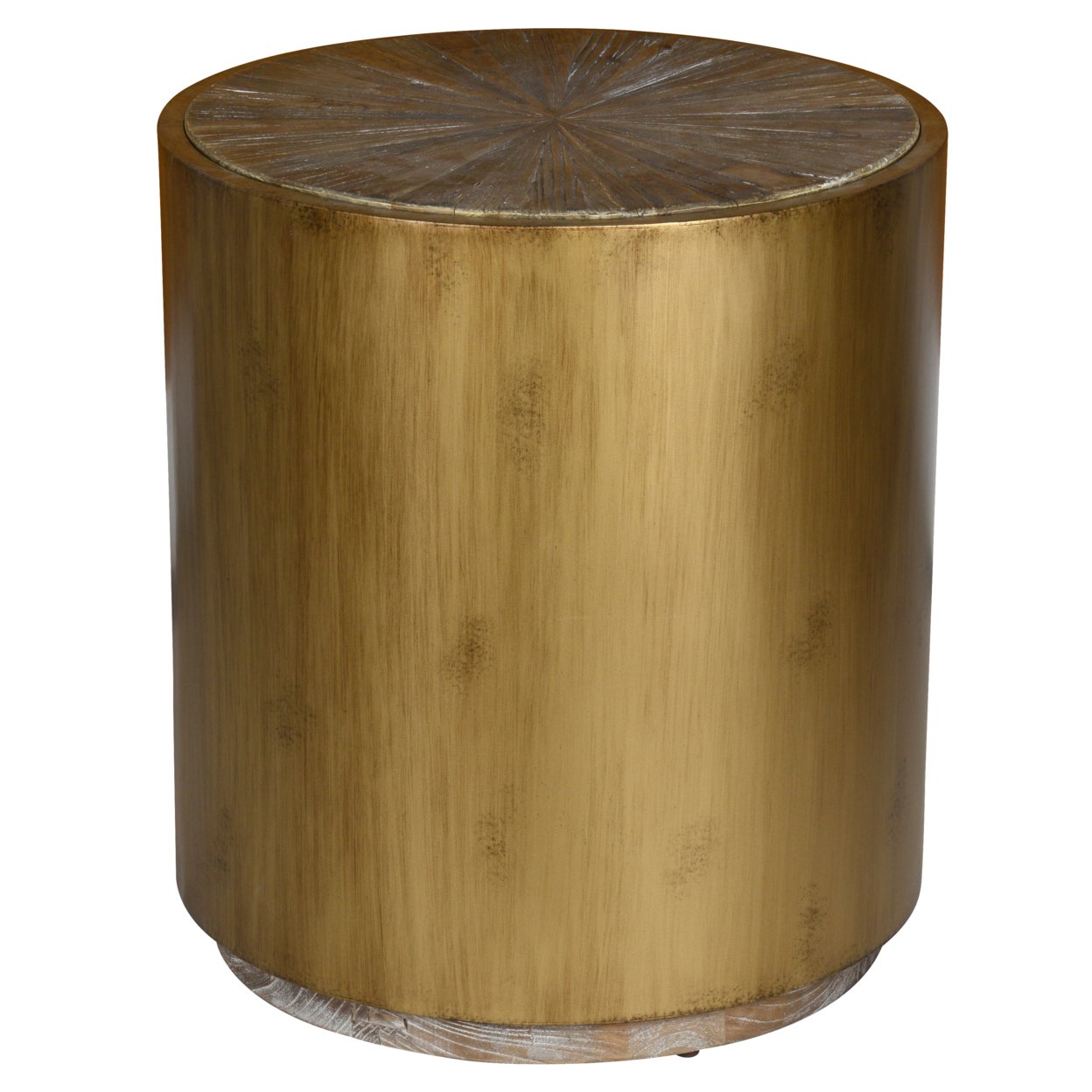 Wood And Metal End Table, Brown And Gold- Saltoro Sherpi