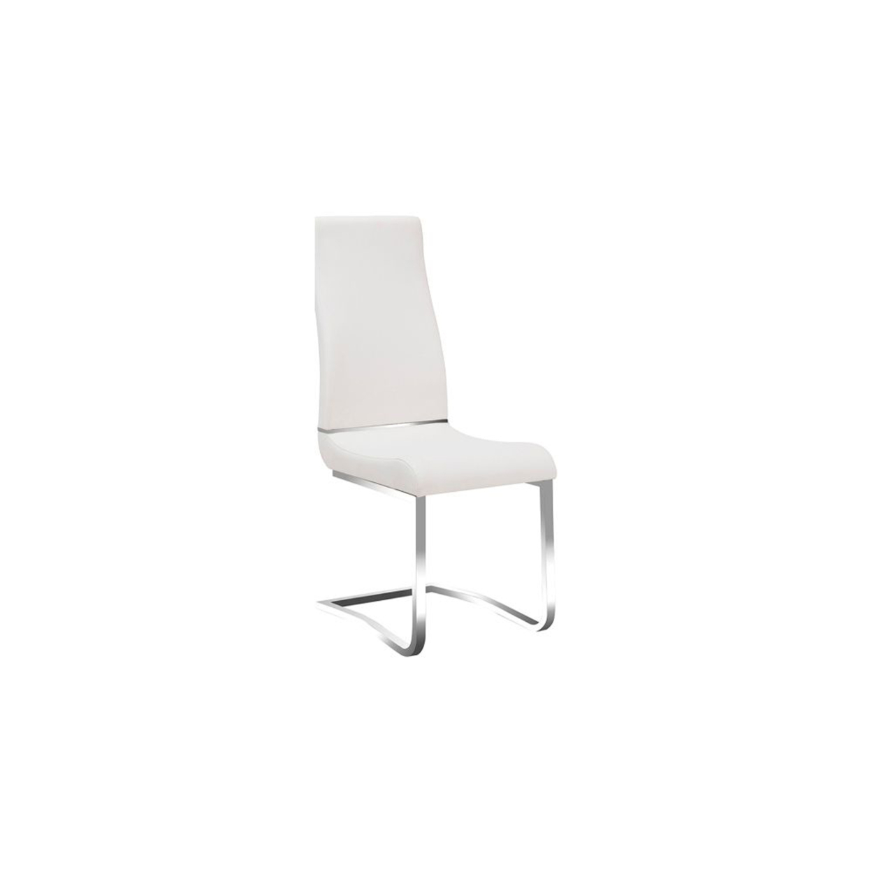 Leatherette Steel Chair With Ergonomically Designed Back, Set Of Two, White And Silver- Saltoro Sherpi