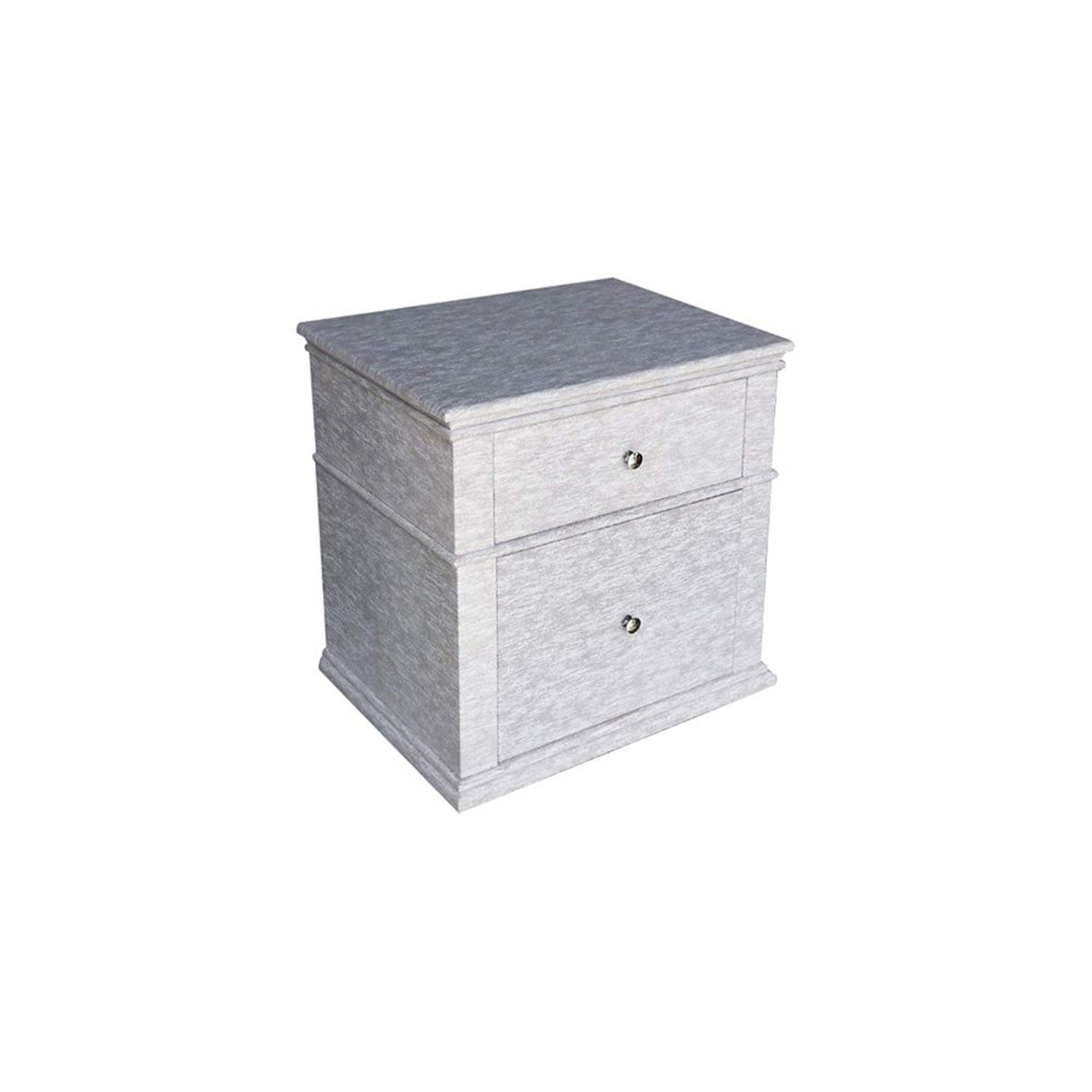 Fabric Upholstered Wooden Nightstand With Two Drawers, Grey- Saltoro Sherpi