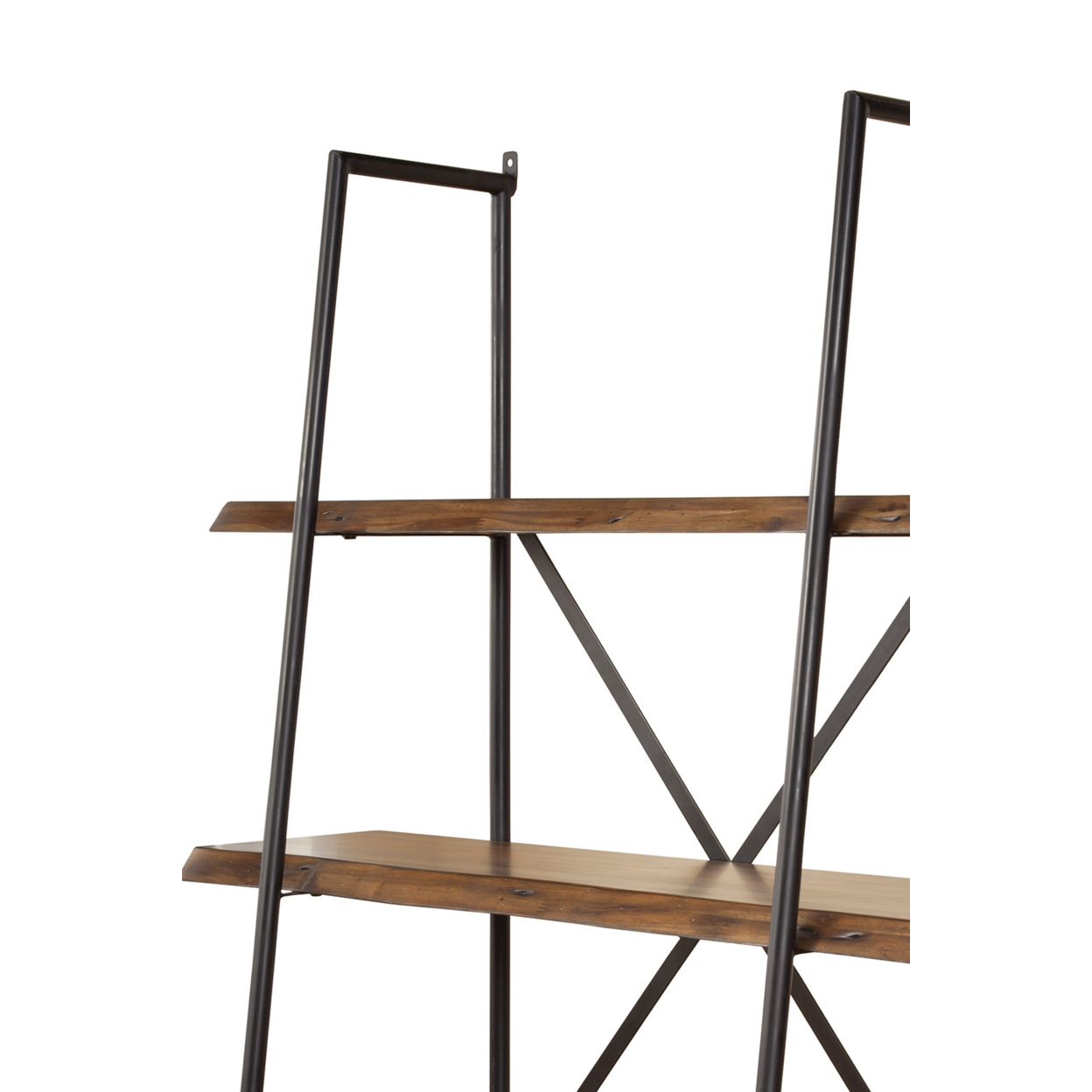 Wooden Bookshelf With A Sturdy Metal Frame And Four Shelves, Black And Brown- Saltoro Sherpi