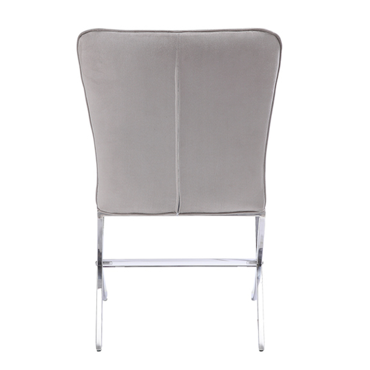 Velvet Upholstered Metal Side Chair With X Style Base, Light Gray And Silver, Set Of Two- Saltoro Sherpi