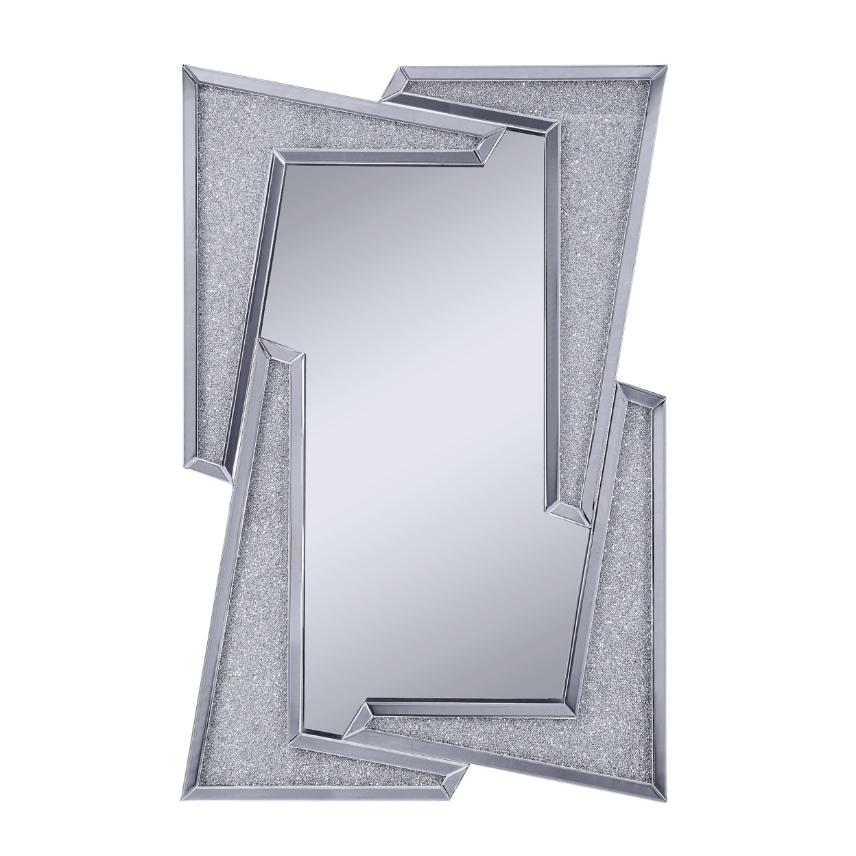 Mirrored Wooden Frame Accent Wall Decor With Four L Shaped Borders, Clear- Saltoro Sherpi