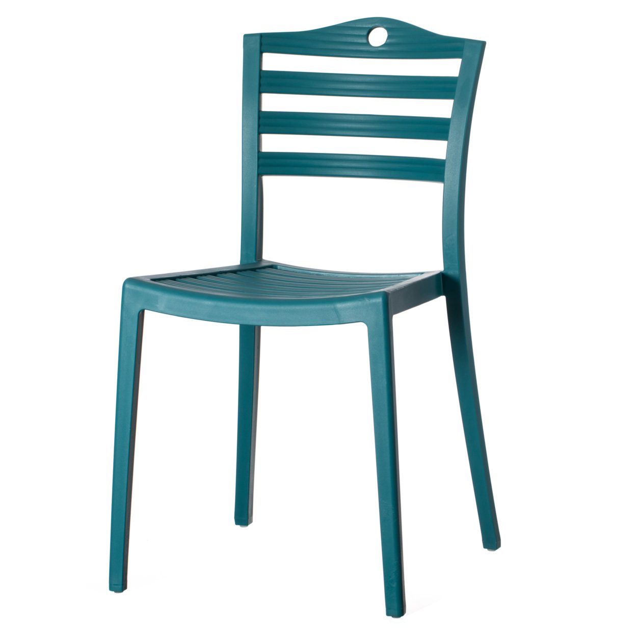Stackable Modern Plastic Indoor And Outdoor Dining Chair With Ladderback Design For All Weather Use - Set Of 4 Blue