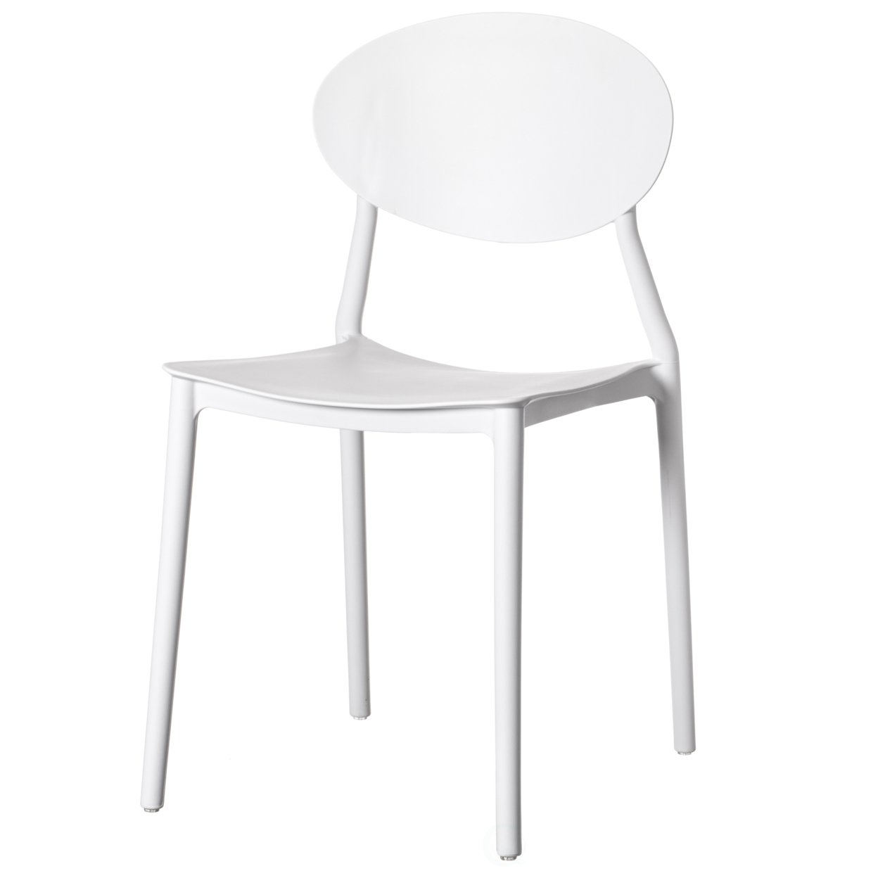 Modern Plastic Outdoor Dining Chair With Open Oval Back Design - Single White