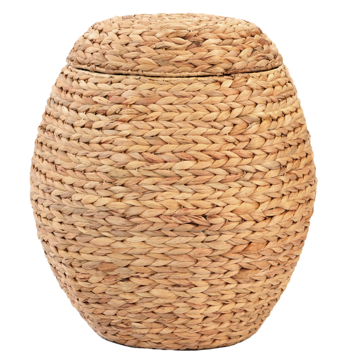 Water Hyacinth Natural Multipurpose Barrel Storage Tub With Lid, Basket For Organizing, Ottoman Stool