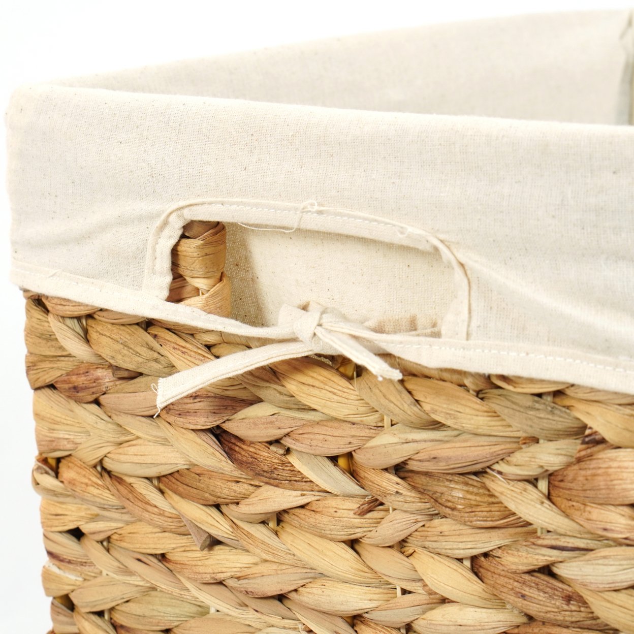 Handmade Rectangular Water Hyacinth Wicker Laundry Hamper With Lid Natural - Small
