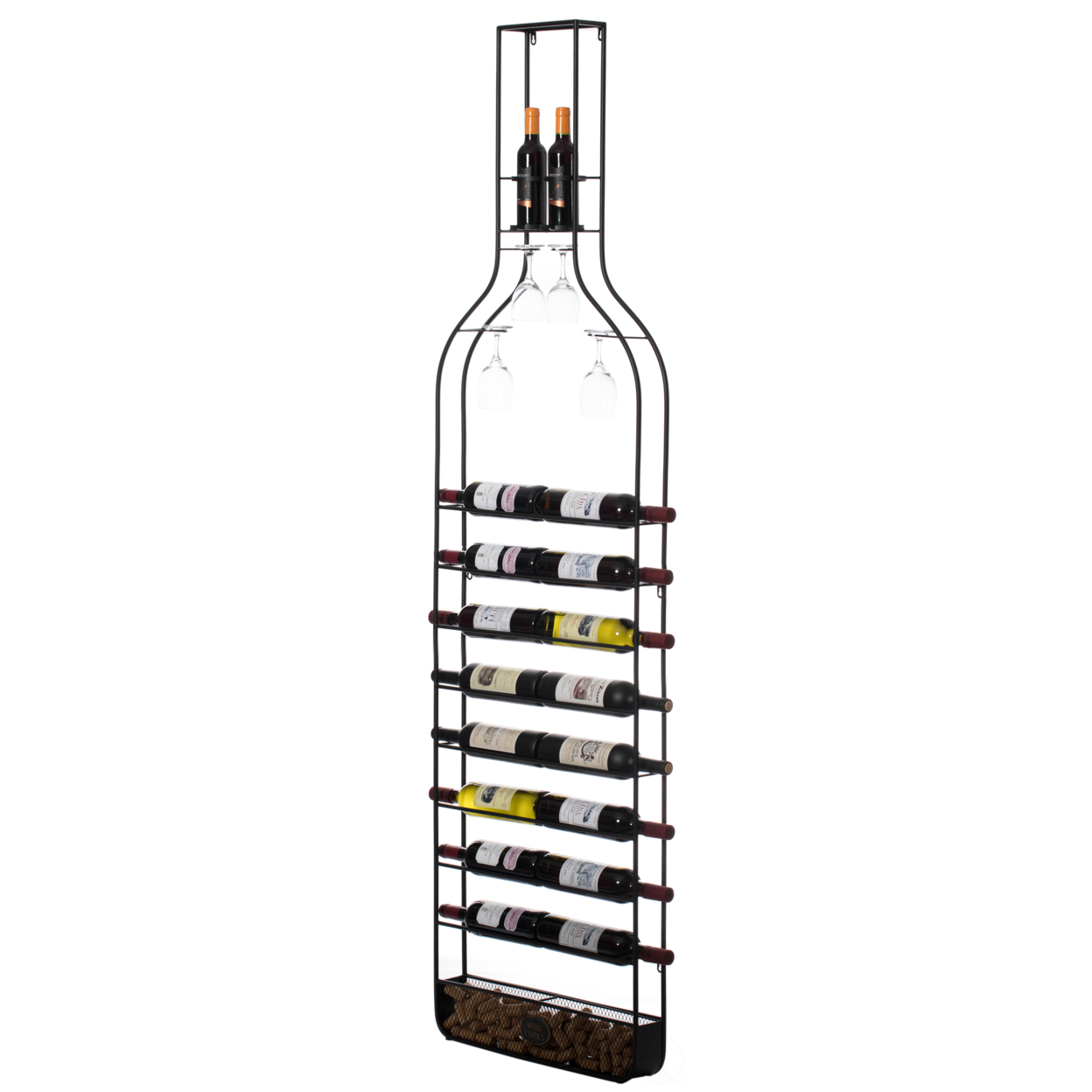 Big Vintage Decorative Metal Bottle Shaped Wine Bottle Holder For Living Room, Dining, Or Entryway