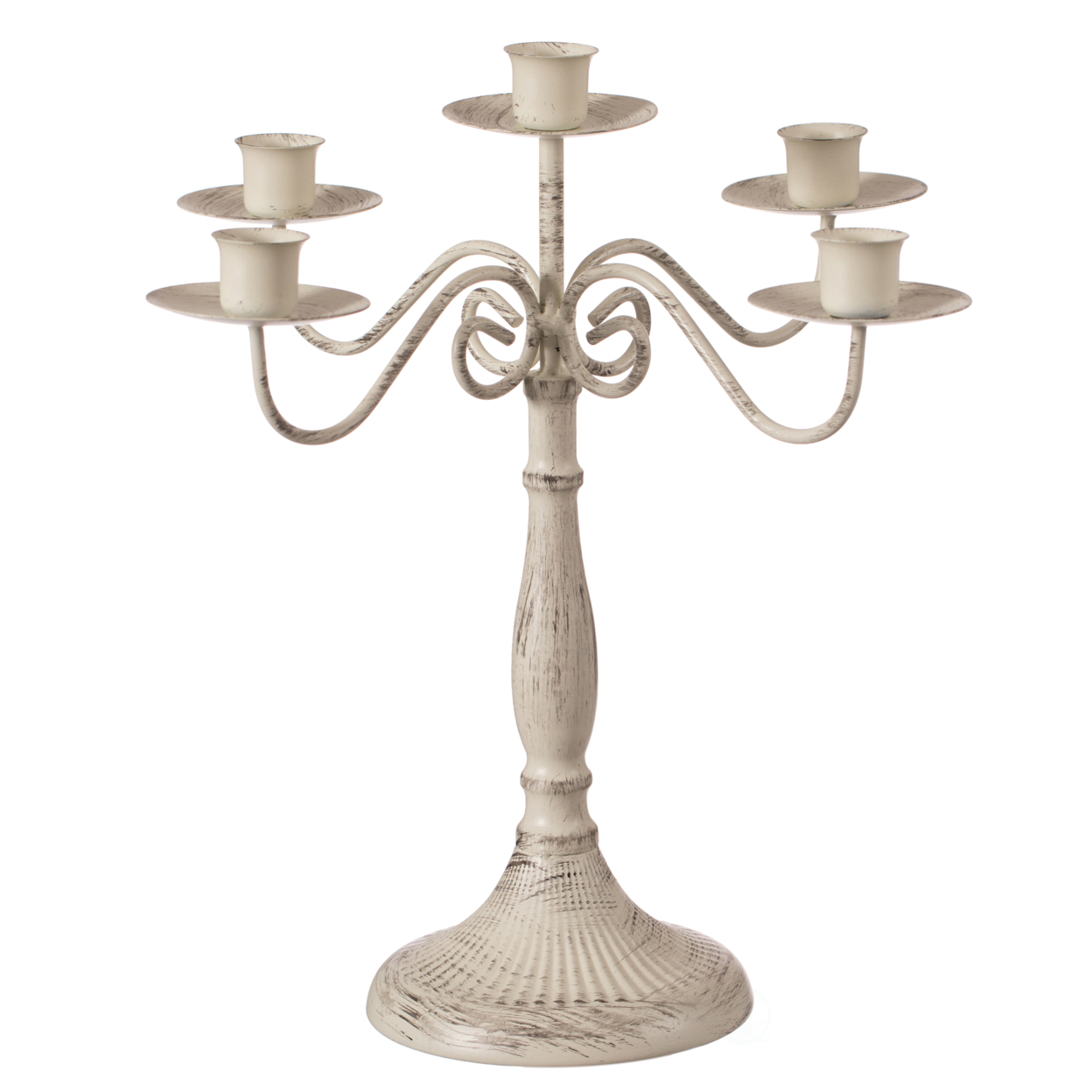 Antique Distressed Metal Candelabra and Candlestick for Dining Room, Entryway, Kitchen and Vanity - Five Arm