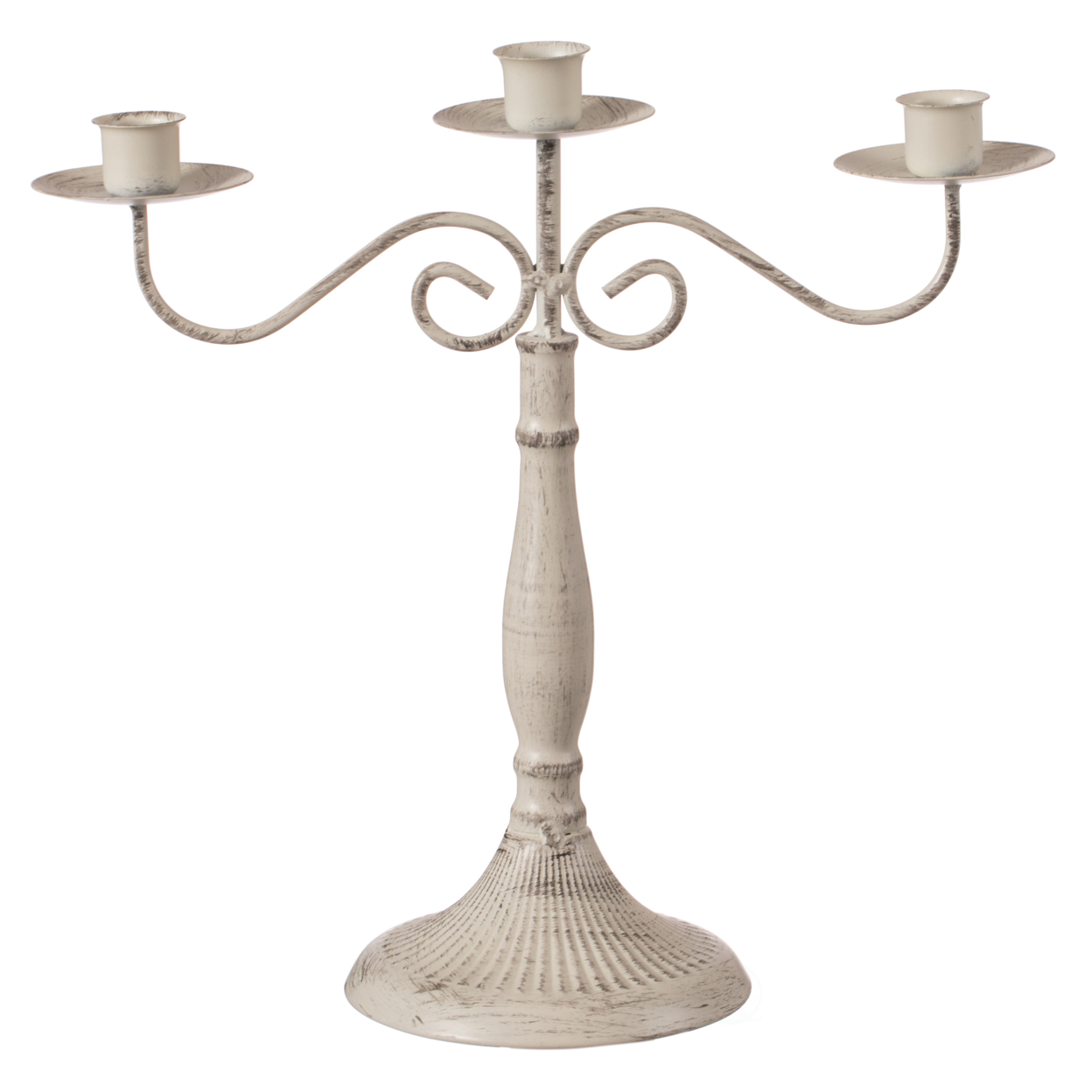 Antique Distressed Metal Candelabra and Candlestick for Dining Room, Entryway, Kitchen and Vanity - Three Arm
