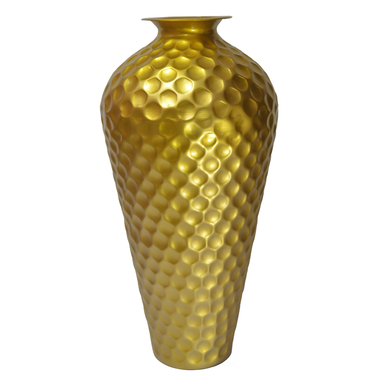 Decorative Modern Gold Metal Honeycomb Design Floor Flower Vase For Entryway, Living Room Or Dining Room