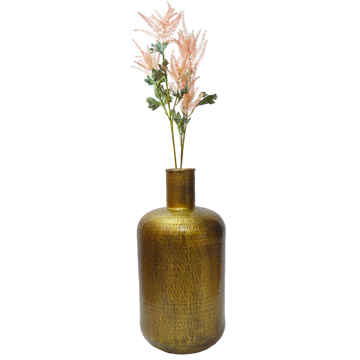 Antique Gold Metal Floor Flower Bottle Shape Vase For Entryway