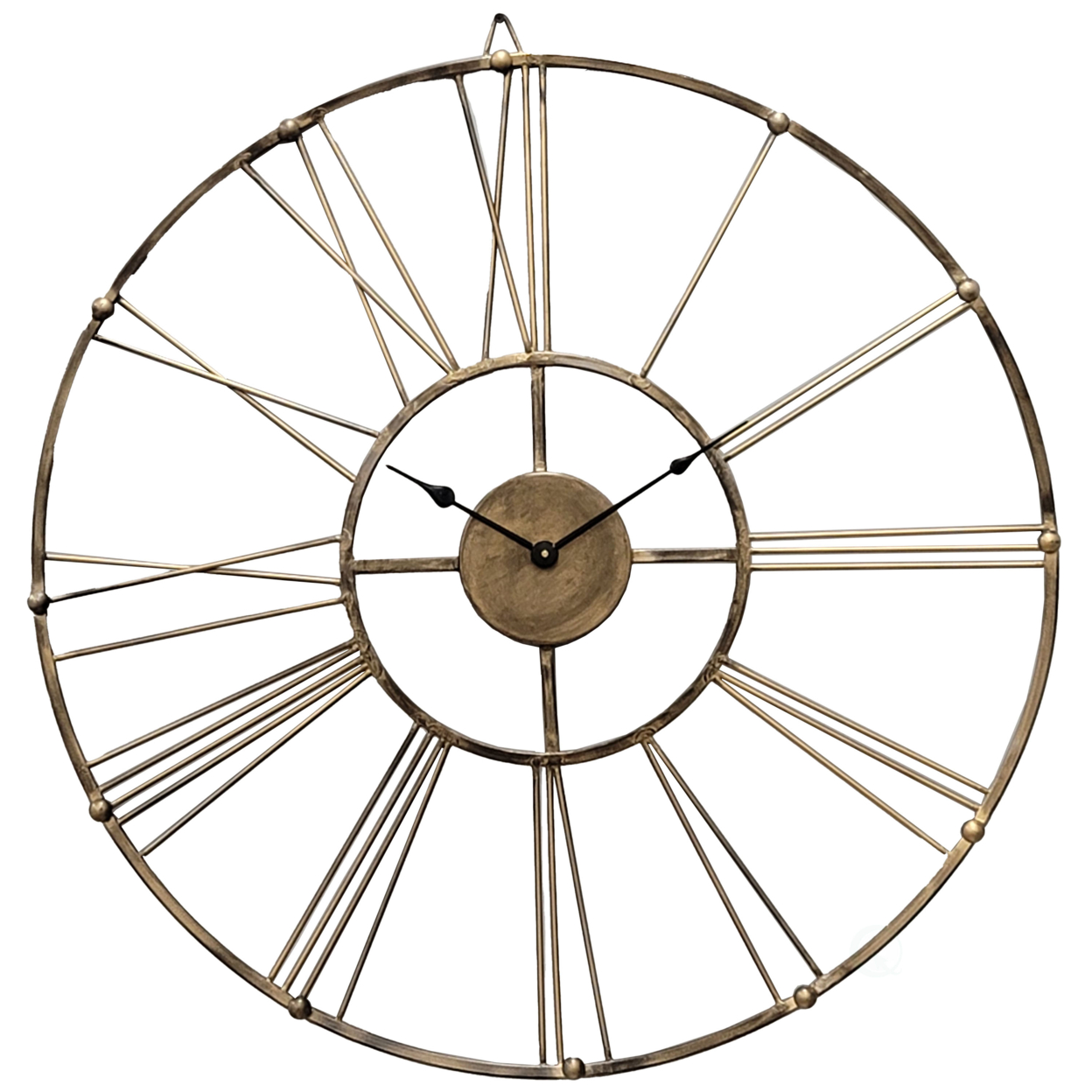 Decorative Antique Roman Numerical Gold Metal Wall Clock for Dining