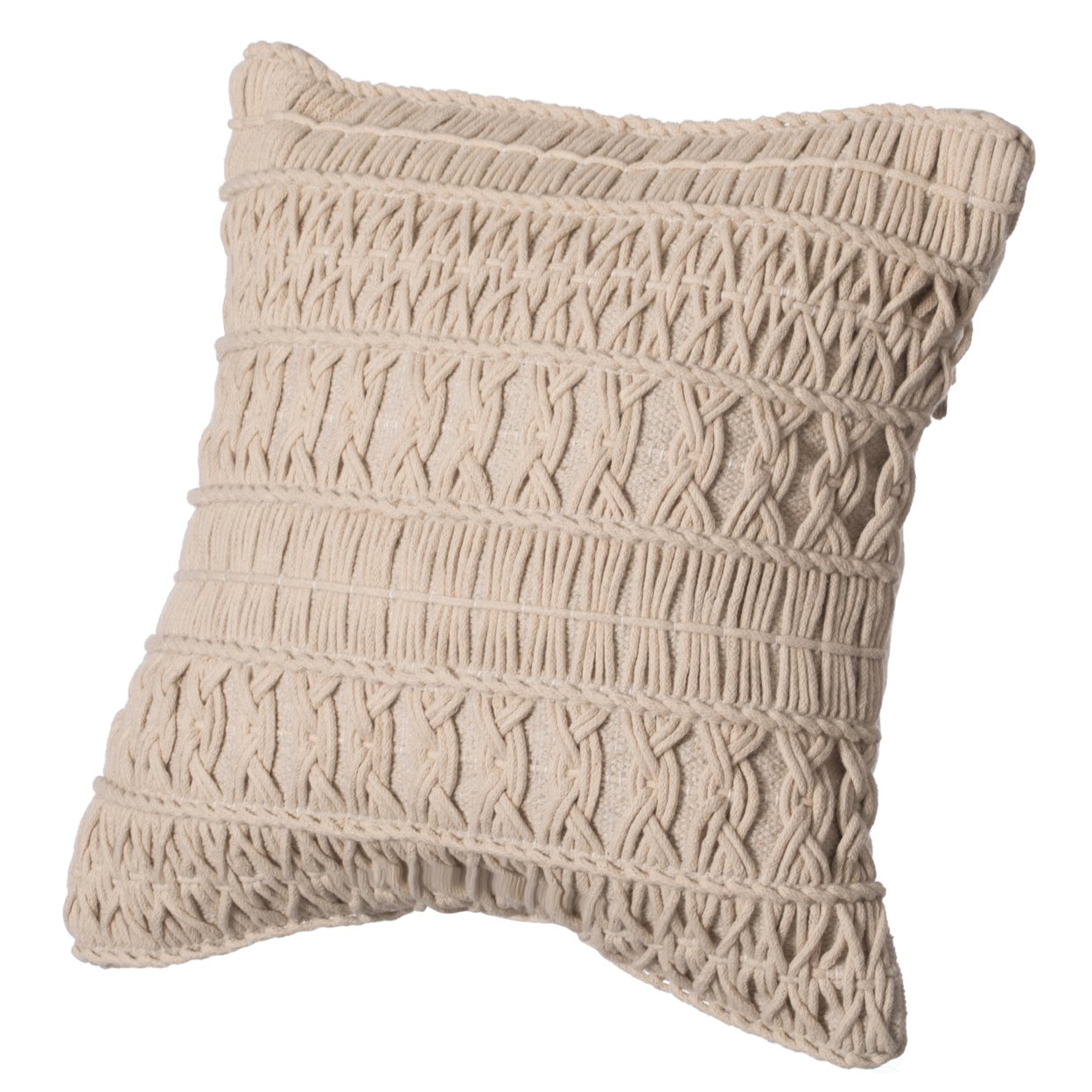 16 Handwoven Cotton Throw Pillow Cover With Layered Random String Pattern - Pillowcase Only