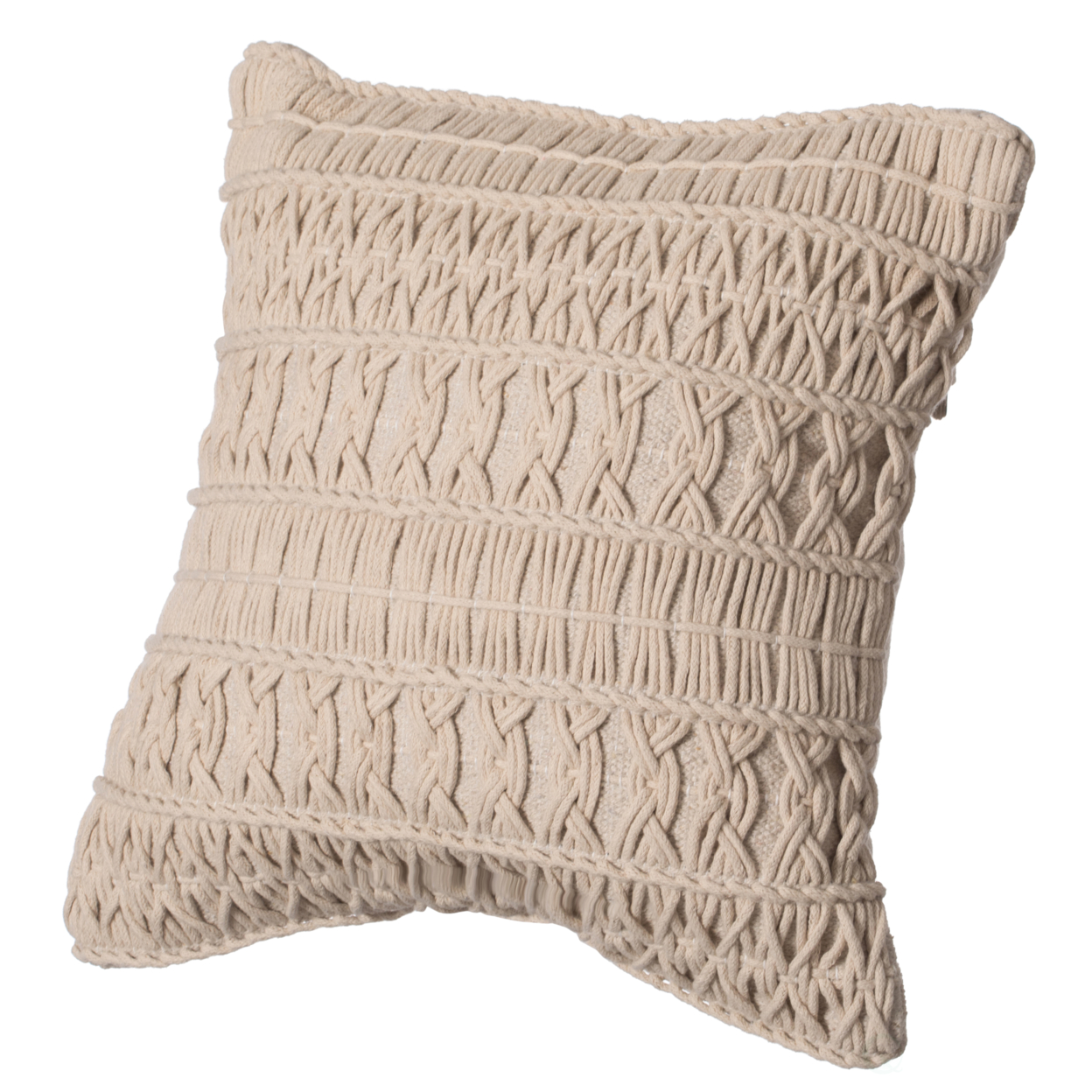 16 Handwoven Cotton Throw Pillow Cover With Layered Random String Pattern - Pillowcase With Cushion
