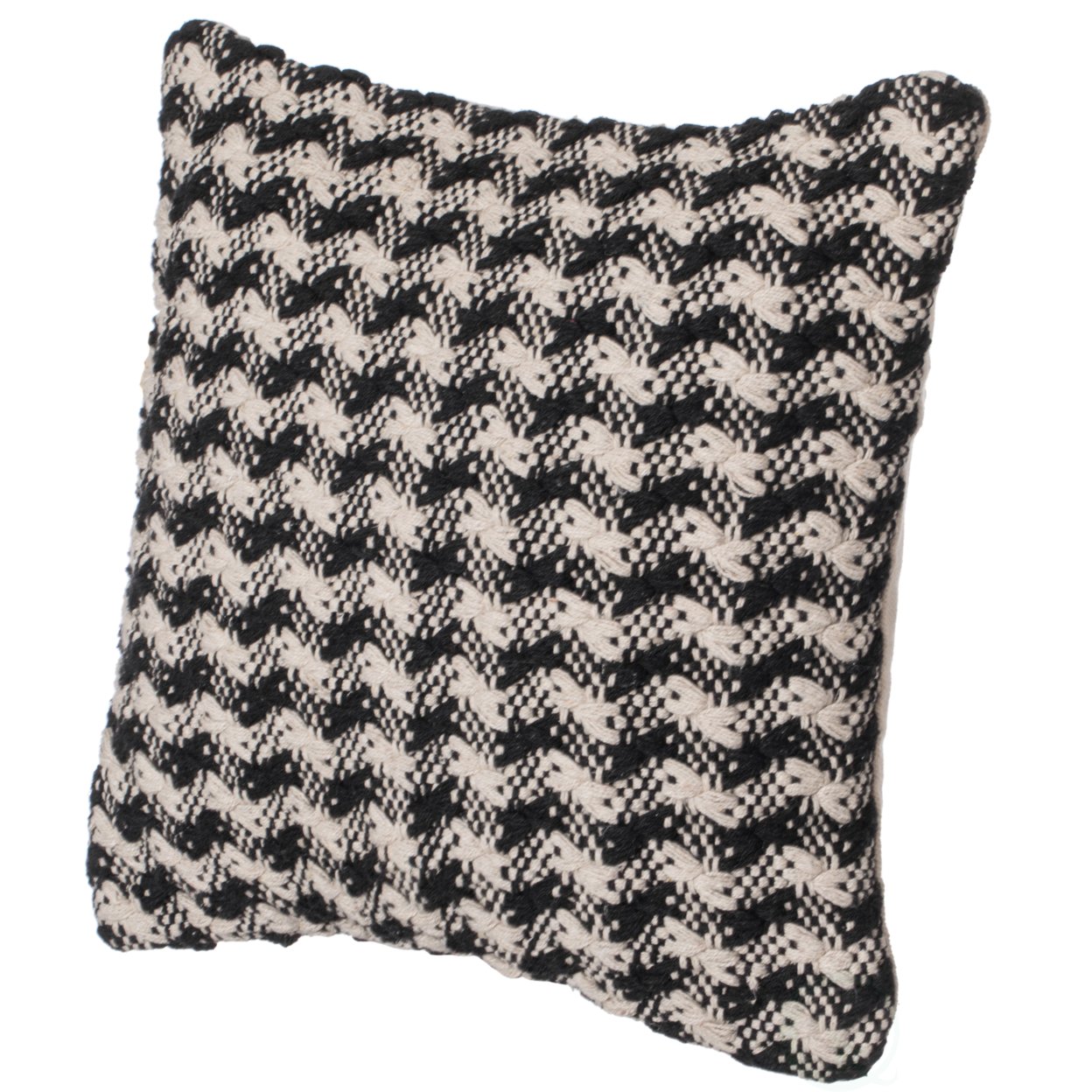 16 Handwoven Cotton Throw Pillow Cover Chevron & Gingham Design Black & White - Chevron