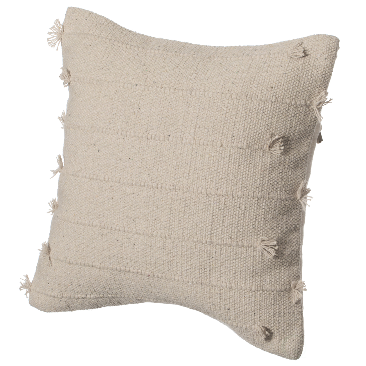16 Handwoven Cotton Throw Pillow Cover Flat Natural Design - Drawstring