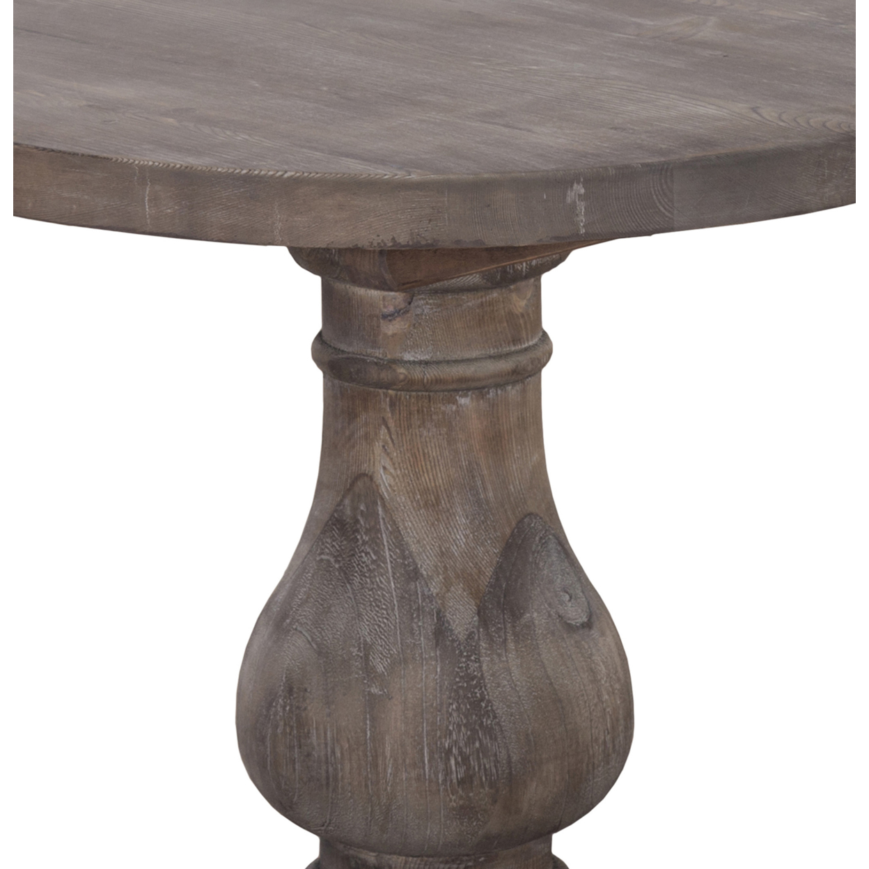 Wooden Round End Table With Pedestal Base, Brown- Saltoro Sherpi