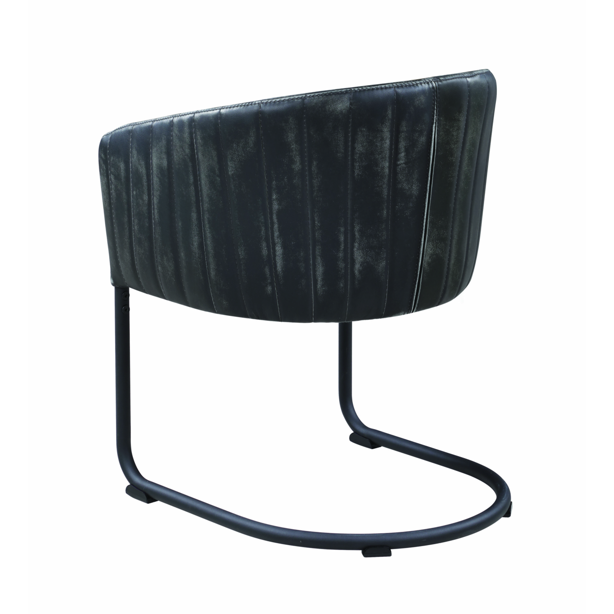 Vertically Stitched Faux Leather Upholstered Dining Chair With Metal Cantilever Base, Black- Saltoro Sherpi