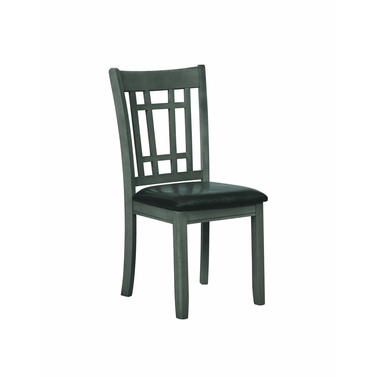 Cutout Back Wooden Dining Chair With Leatherette Seat, Gray And Black, Set Of Two- Saltoro Sherpi