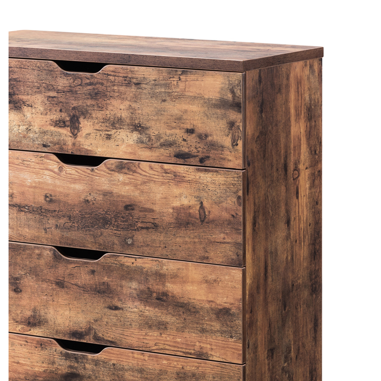 Commodious Five Drawers Wooden Utility Chest With Metal Glides, Brown- Saltoro Sherpi